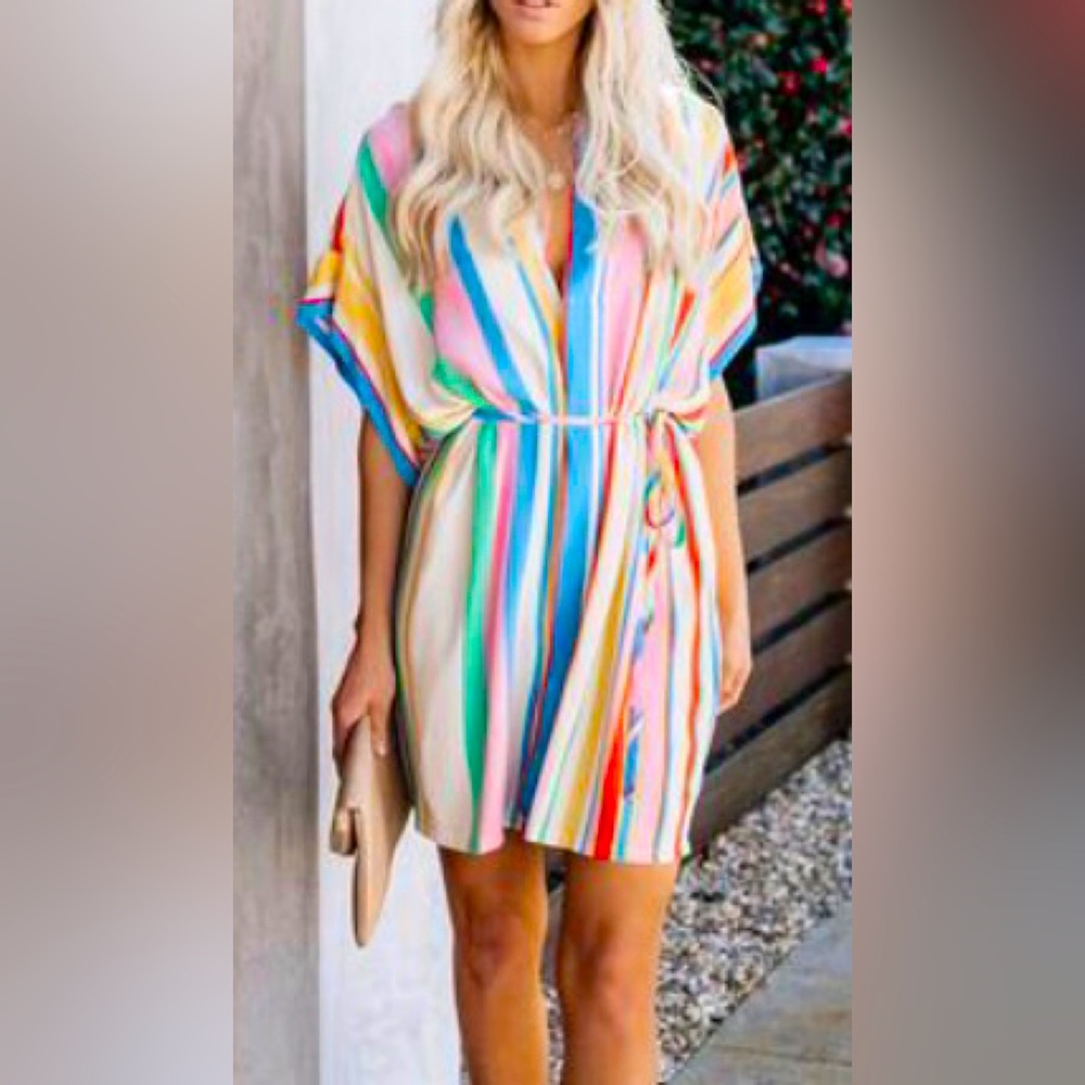 Vici Vivid Imagination Striped Kimono Dress, Small S